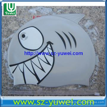 Grey Fish Shaped Silicone Swimming Caps to protect hair for Kids